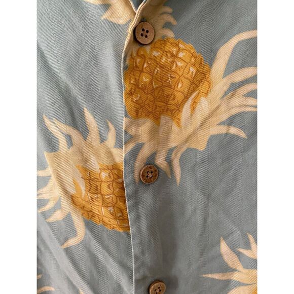 Honolulu Lulu Hawaiian Pineapple Print Shirt 100% Silk Size Large - Picture 2 of 7